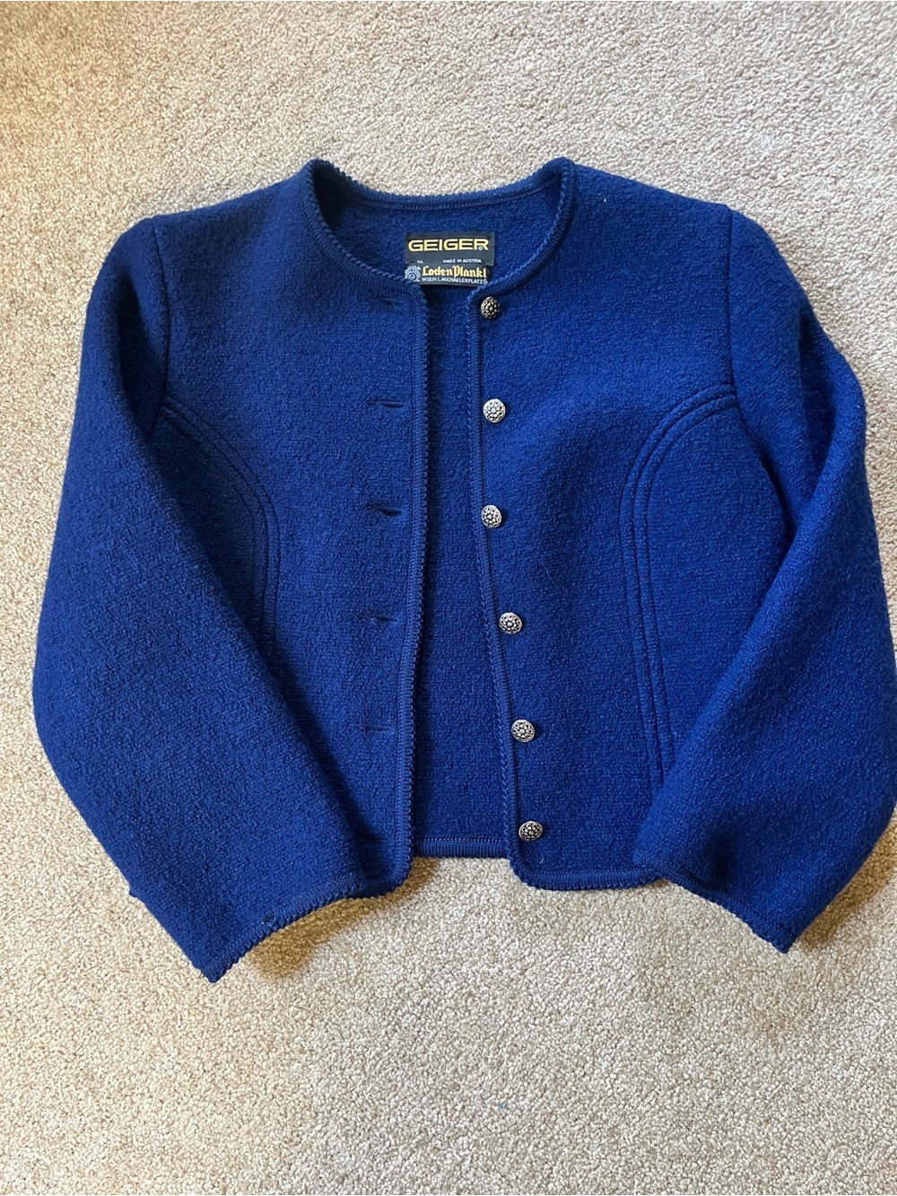 Vintage Blue Wool Button-Front Jacket